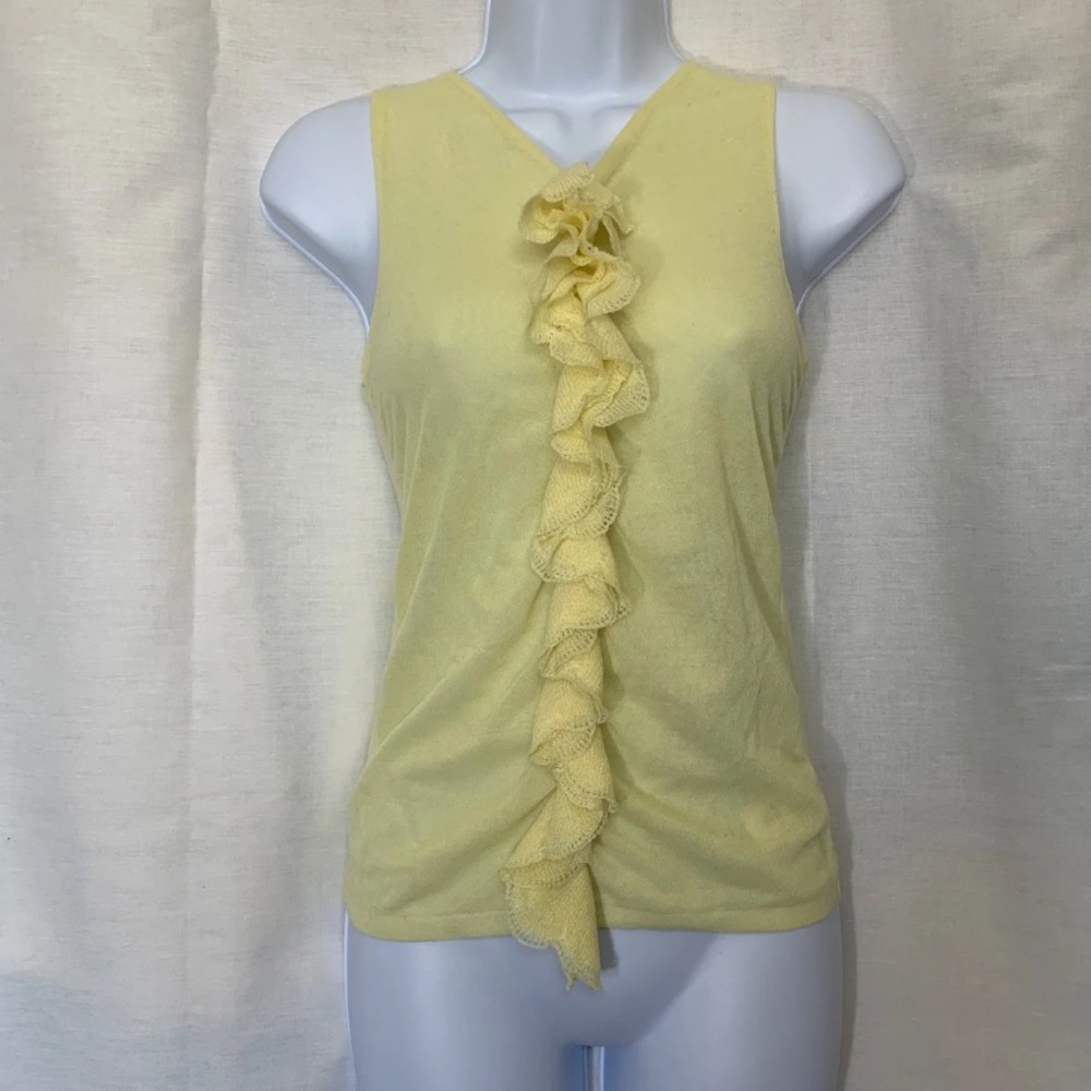 Valentino Yellow Ruffled Tank Top